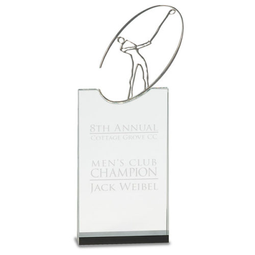 Metal Golf Silhouette on Clear Crystal Base
