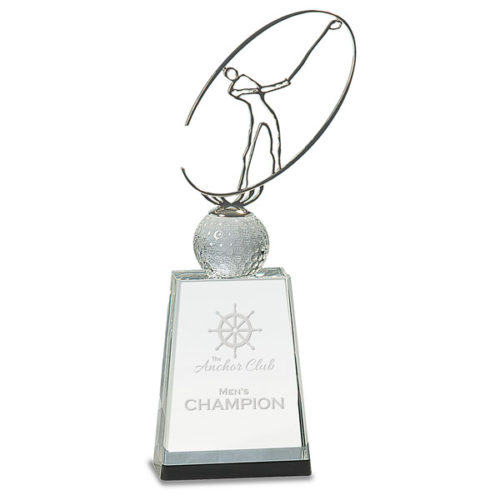 Metal Golf Figure on Crystal Golf Ball & Base