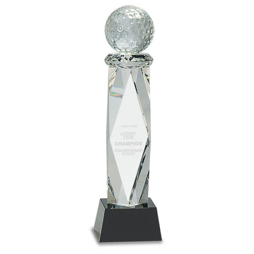 Crystal Golf Ball on Facet Column