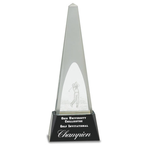 Crystal Obelisk with 3D Golfer