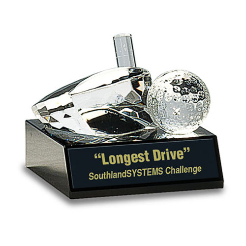 Crystal Golf Ball & Club Paperweight
