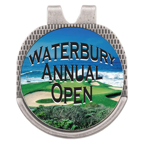 Antique Silver Hat Clip with Custom Graphic Ball Marker