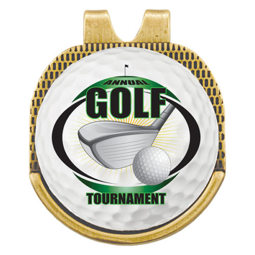 Antique Gold Hat Clip with Custom Graphic Ball Marker