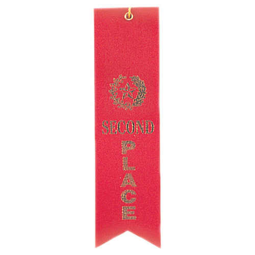 2nd Place Red Carded Ribbon with String