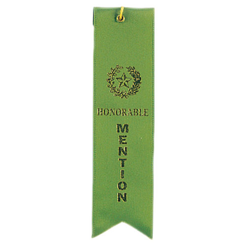 Honorable Mention Green Carded Ribbon with String