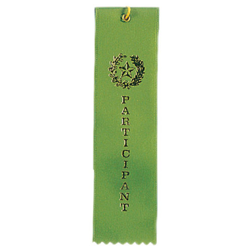 Participant Green Carded Ribbon with String
