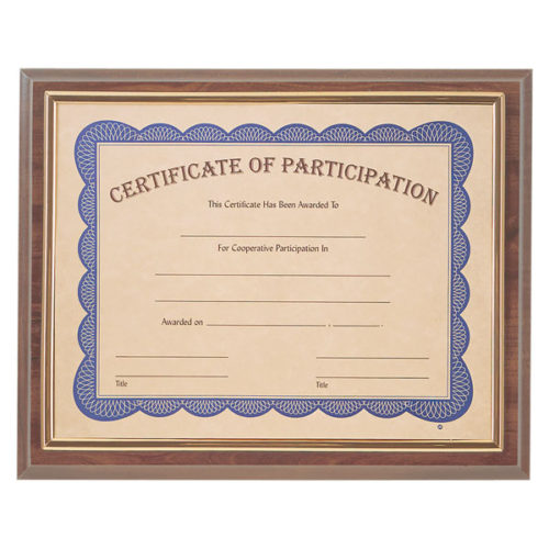 Cherry Finish Holder & Certificate of Participation