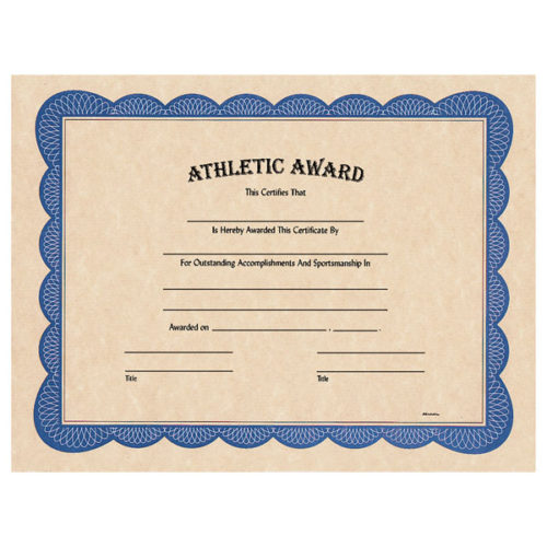 Athletic Award Certificate