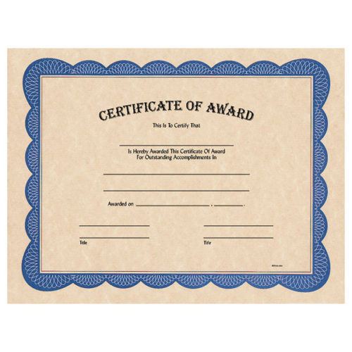 Certificate of Award