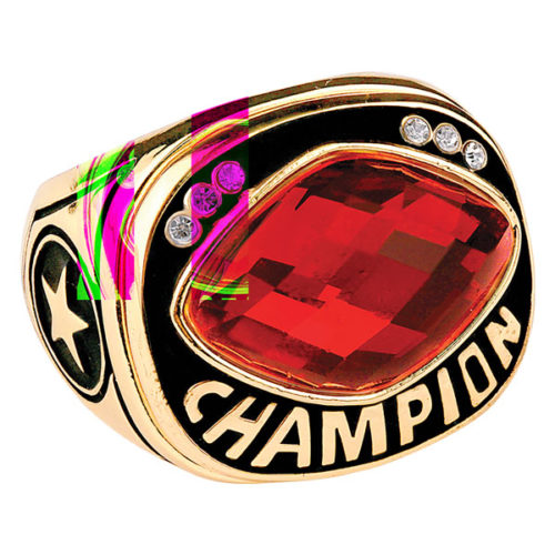 Red Cut Glass Champion Ring