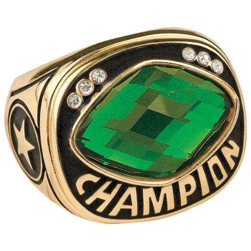Green Cut Glass Champion Ring