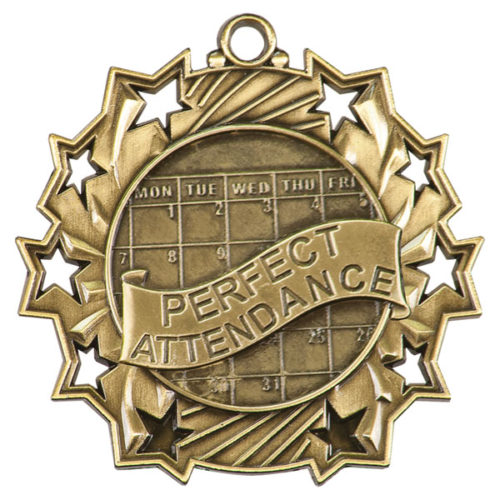 Perfect Attendance Ten Star Medal