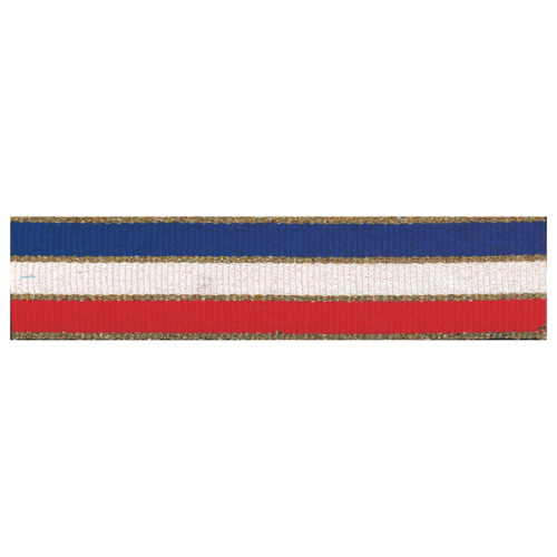 Red/White/Blue with Gold Edging Neck Ribbon with Snap Clip
