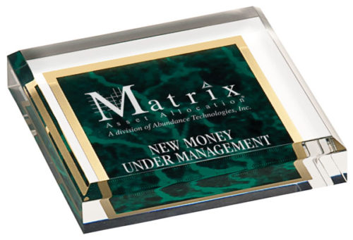 Green Marble Acrylic Paperweight