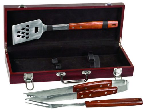 Rosewood Finish BBQ Set with 3 Tools