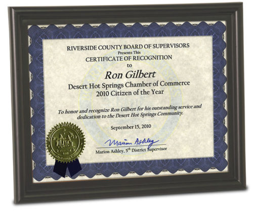 Bull Nose Black Edge Plastic Certificate Frame