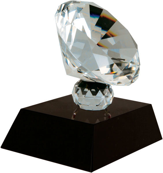 Crystal Diamond on Black Pedestal Base
