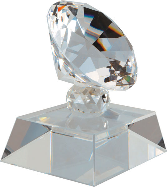 Crystal Diamond on Clear Pedestal Base