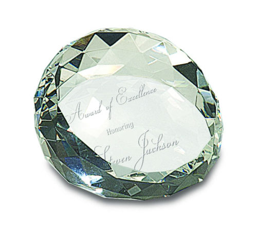 Premier Crystal Round Faceted Paperweight