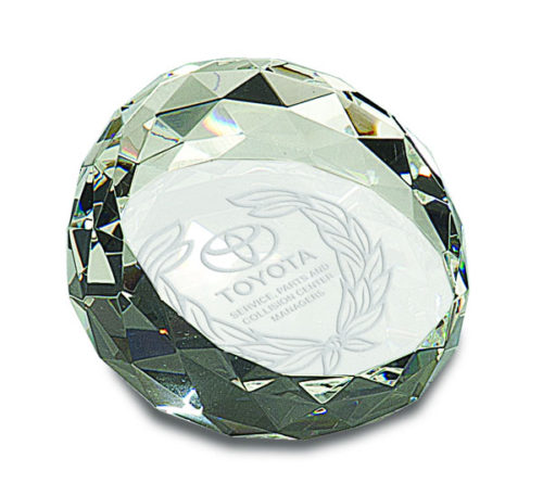 Premier Crystal Round Faceted Paperweight
