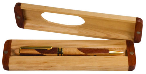 Maple & Rosewood Finish Magentic Pen Case