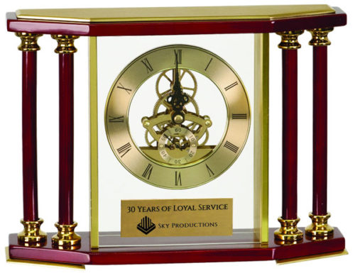 Executive 4-Pillar Gold & Rosewood Piano Finish Clock