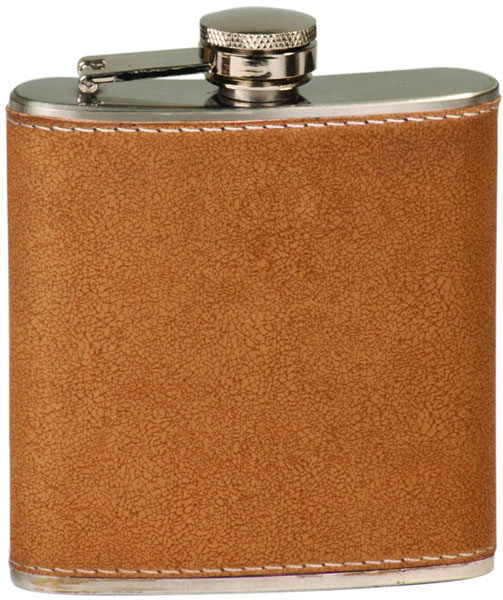 6 oz. Faux Leather Wrapped Stainless Steel Flask