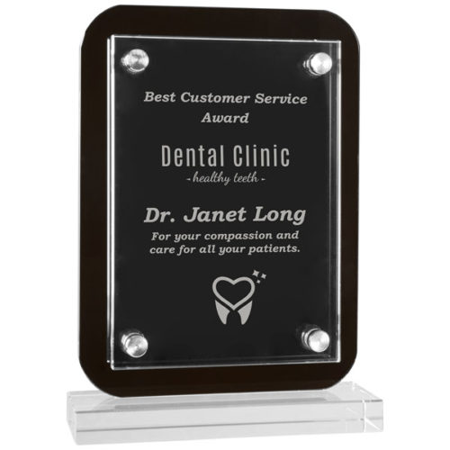 Small Black Floating Glass Standup Plaque