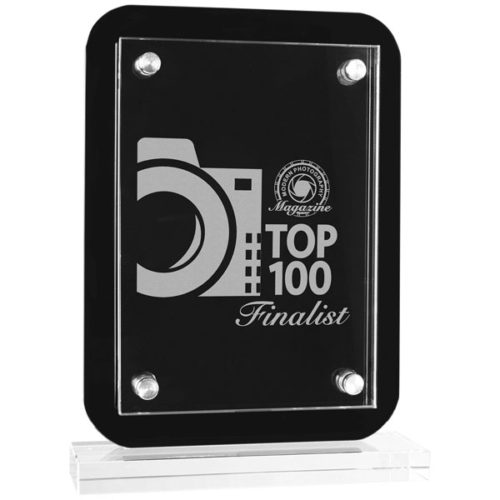 Medium Black Floating Glass Standup Plaque