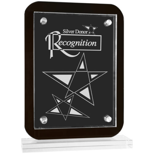 Large Black Floating Glass Standup Plaque