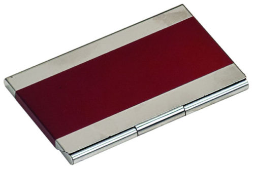 Red Metal Business Card Holder