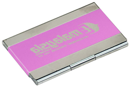 Pink Metal Business Card Holder
