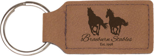 Dark Brown Leatherette Rectangle Keychain