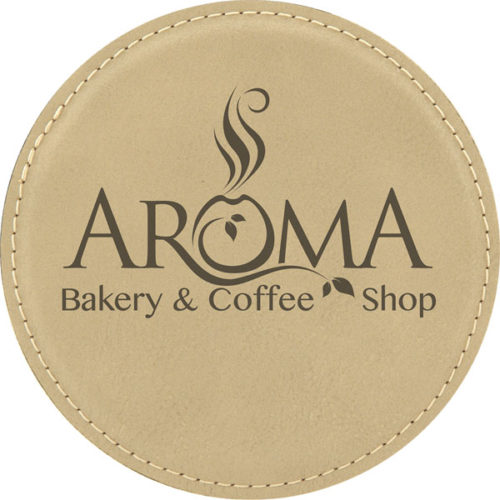 Round Light Brown Leatherette Coaster