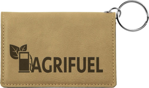 Light Brown Leatherette Keychain ID Holder