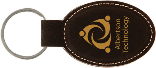 Black & Gold Leatherette Oval Keychain