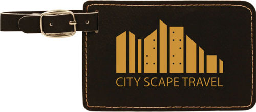Black & Gold Leatherette Luggage Tag