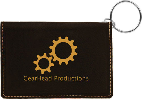 Black & Gold Leatherette Keychain ID Holder