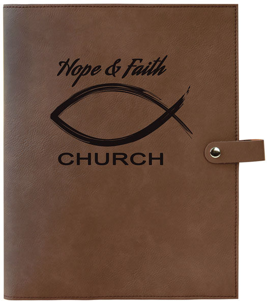Large Dark Brown Leatherette Book/Bible Cover with Snap Closure