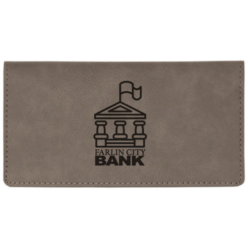 Gray Leatherette Checkbook Cover