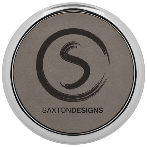 Round Gray Leatherette Coaster with Silver Edge