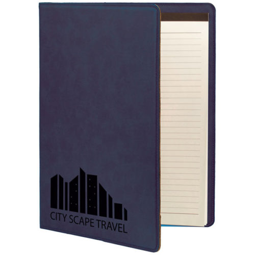 Blue Leatherette Portfolio with Notepad