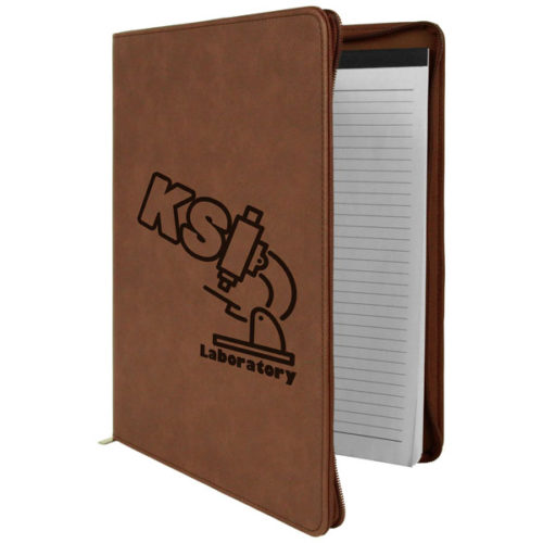 Dark Brown Leatherette Portfolio with Zipper & Notepad