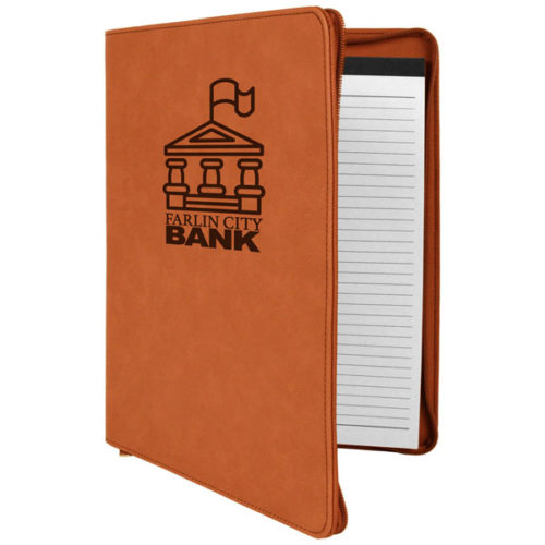 Rawhide Leatherette Portfolio with Zipper & Notepad