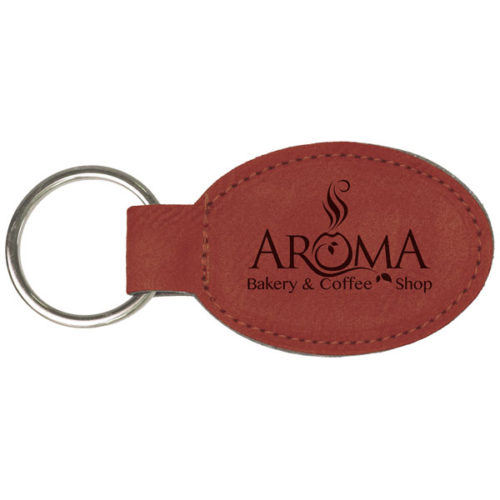 Rose Leatherette Oval Keychain
