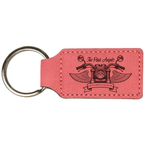 Pink Leatherette Rectangle Keychain