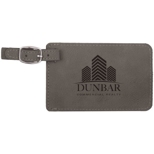 Gray Leatherette Luggage Tag