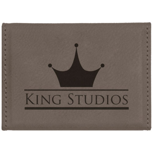 Gray Leatherette Hard Business Card Holder