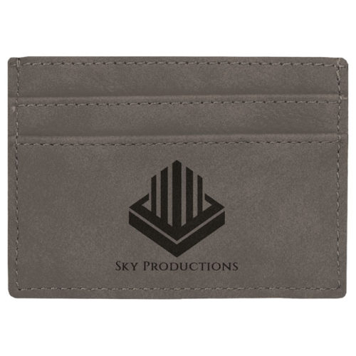 Gray Leatherette Money Clip & Card Holder