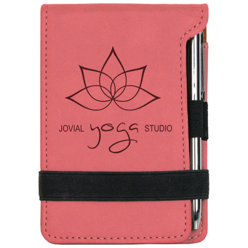 Pink Leatherette Mini Notepad & Pen